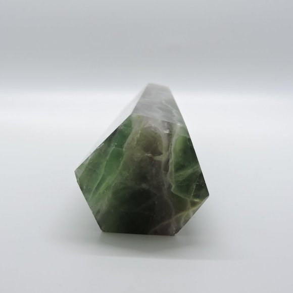 Fluorite - Icy Green / Purple - Natural Crystal - 6 Sided 6.5" Tower - Picture 8 of 8